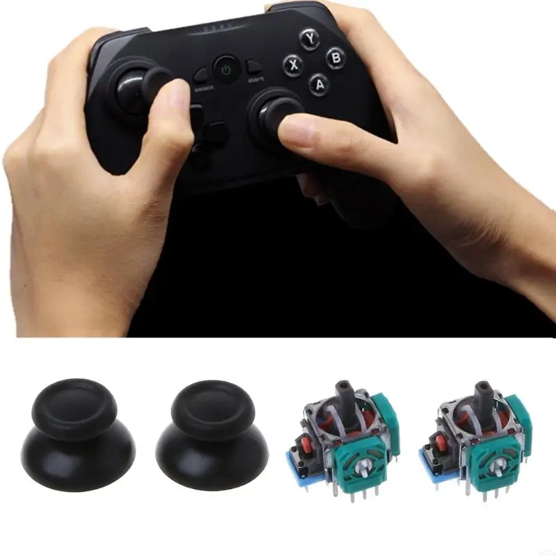 573A 2 ชิ้น/เซ็ต 3D Analog แกนโมดูลจอยสติ๊ก Potentiometer สีดำ Thumb Sticks สำหรับ 4 Controller Repair