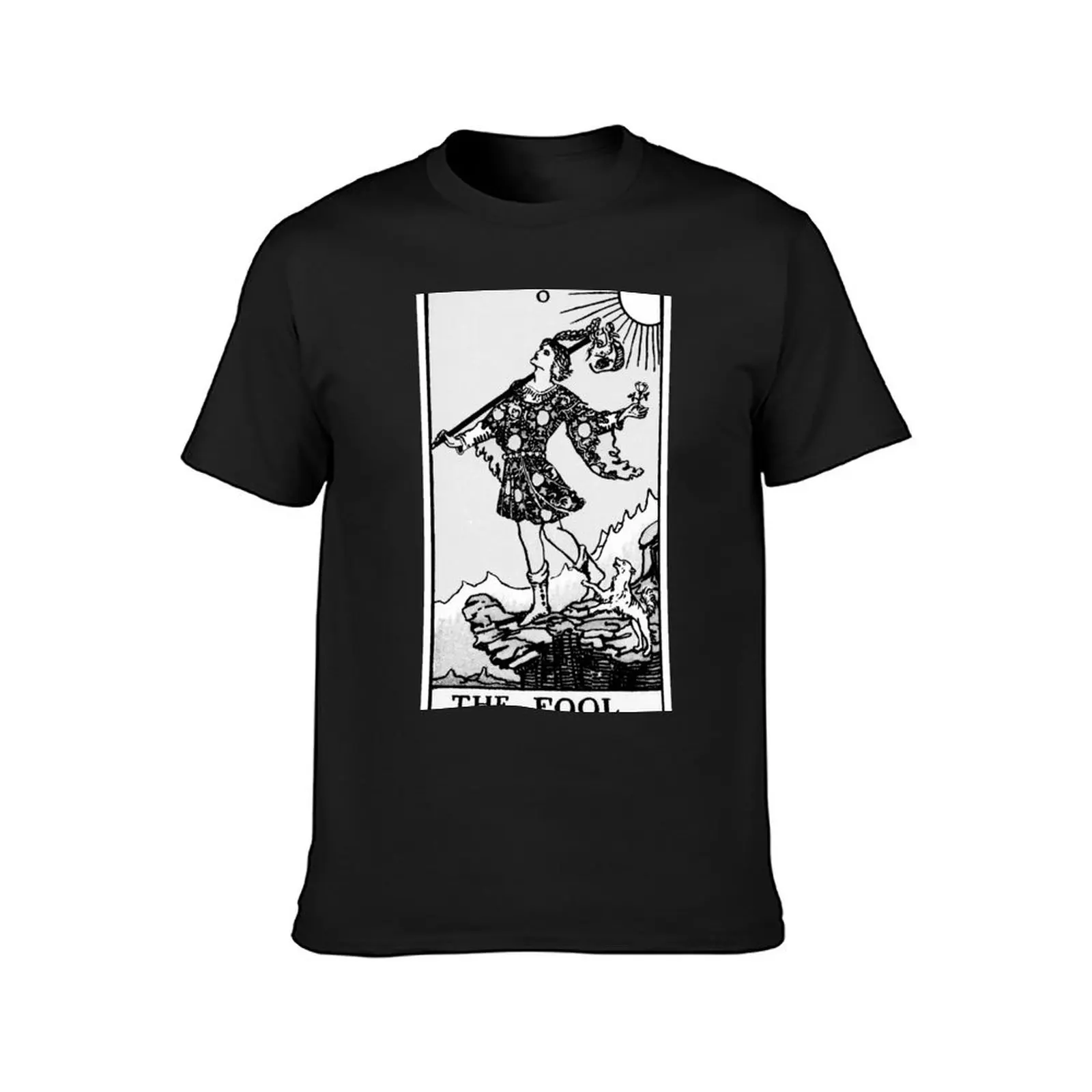 0. The Fool Tarot Card | Black and White T-Shirt boys whites oversized summer clothes quick-drying mens funny t shirts