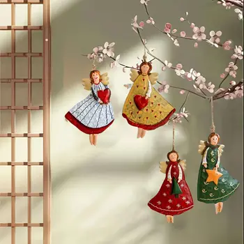 4件復古天使掛飾,夢幻木質聖誕樹掛件,2025年聖誕節家居裝飾,2026年新年禮物 8 最佳銷售 天使裝飾 - №8