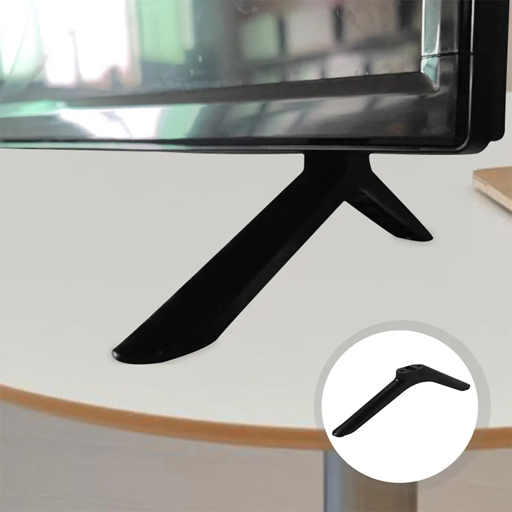 

2 Pcs Universal Stand Base Sturdy Adjustable Metal Tabletop Mount Black Plastic Feet for Bedroom Floor TVs Riser Bracket