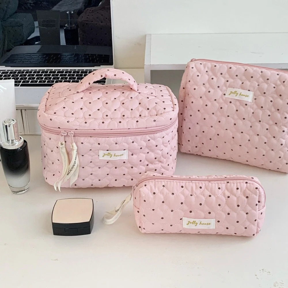 New Korean Style Women Cosmetic Bag Large Capacity Cotton Cosmetic Storage Bag Portable Toiletry Bag Makeup Case Handbag