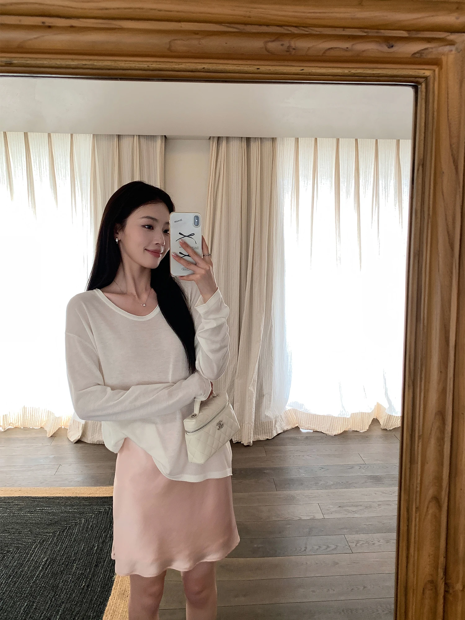 

Pusumede Loose Fit Long Sleeve Knitted T-Shirt Women's U-Neck Casual Style Sun Protection Top Breathable Comfortable Summer Wear