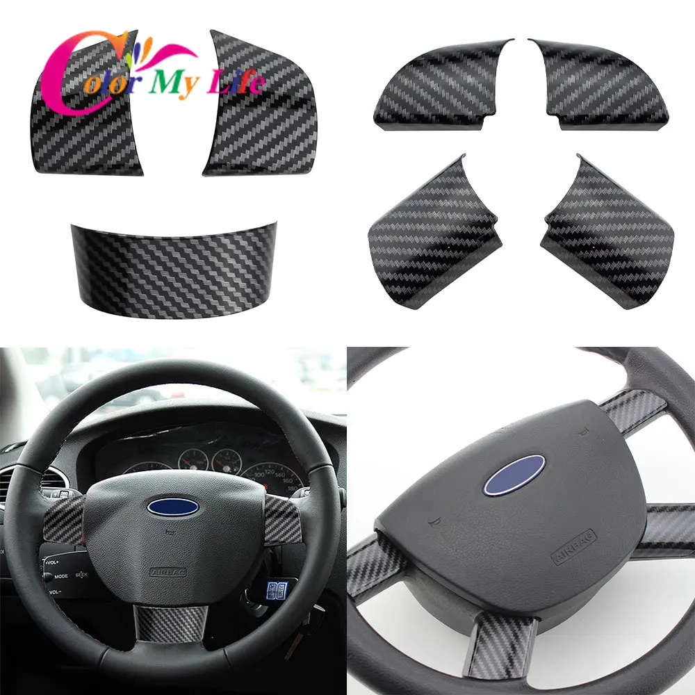 ABS Steering Wheel Panel Cover Trim Sticker for Ford Focus 2 MK2 2005 - 2011 Car-Styling Interior Mouldings Car Stickers