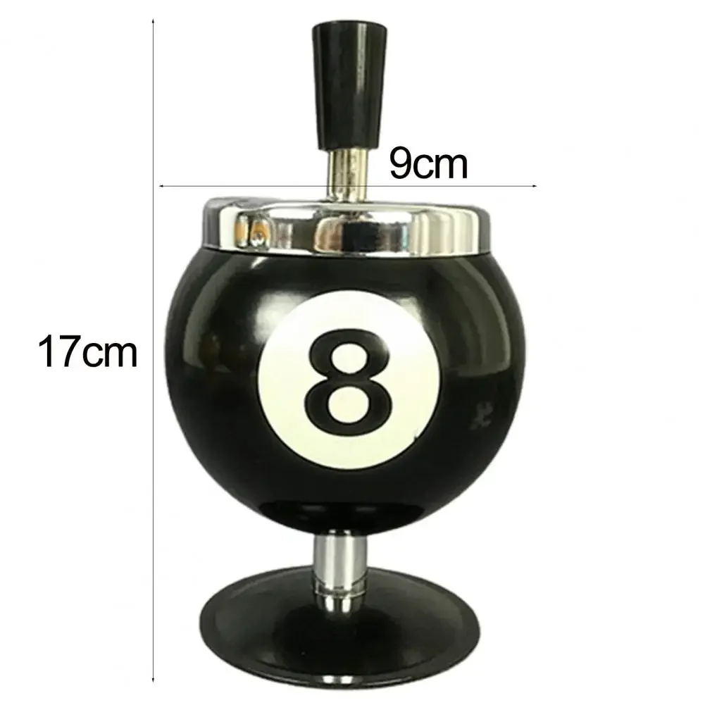 Ash Case Large Windproof Heat Resistant Three Bayonets with Lid Fashion Pool Billiard Ball Design Ashtray Ornament for Bar