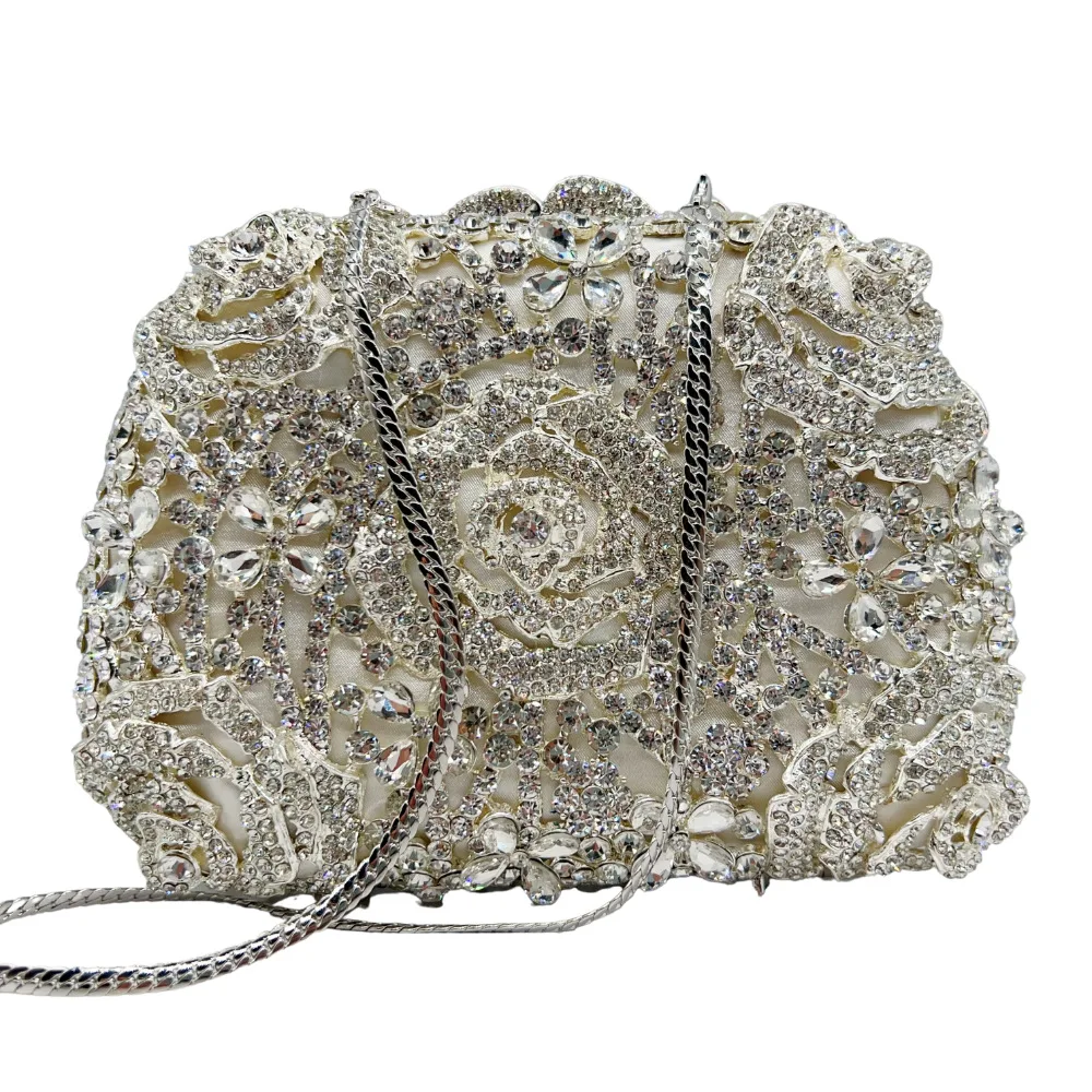 

Новая блестящая свадебная сумка с кристаллами, кошельки в форме цветка, кошелек с бриллиантами, роскошные сумки, модный женский кошелек-клатч с кристаллами для выпускного вечера