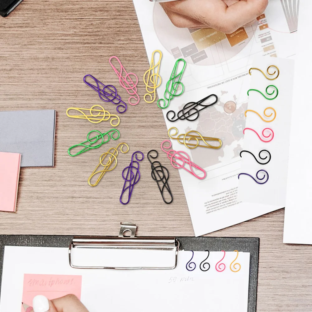 85 Pezzi Graffette Metalliche a Forma di Nota Musicale Colorate e Creative per Ufficio, Documenti e Scuola