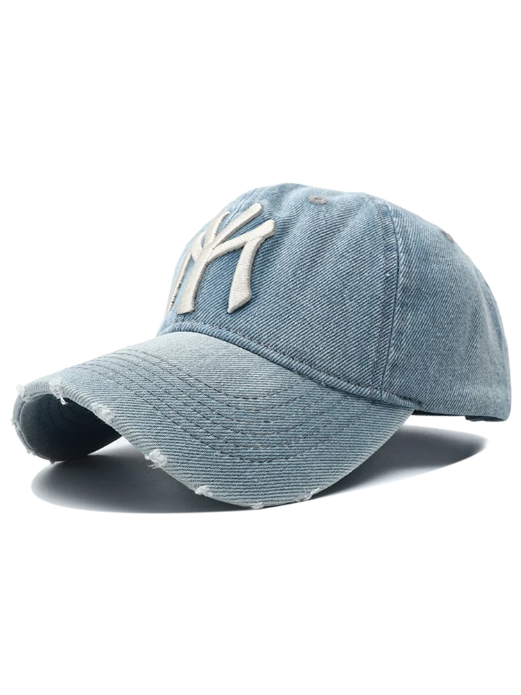 Hoge Kwaliteit MIJN Geborduurde Gewassen Denim Baseball Cap voor Mannen Vrouwen Cowboy Zonnebrandcrème Hoed Y2k Vader Snapback Hoeden Gorras Hombre - afbeelding 2