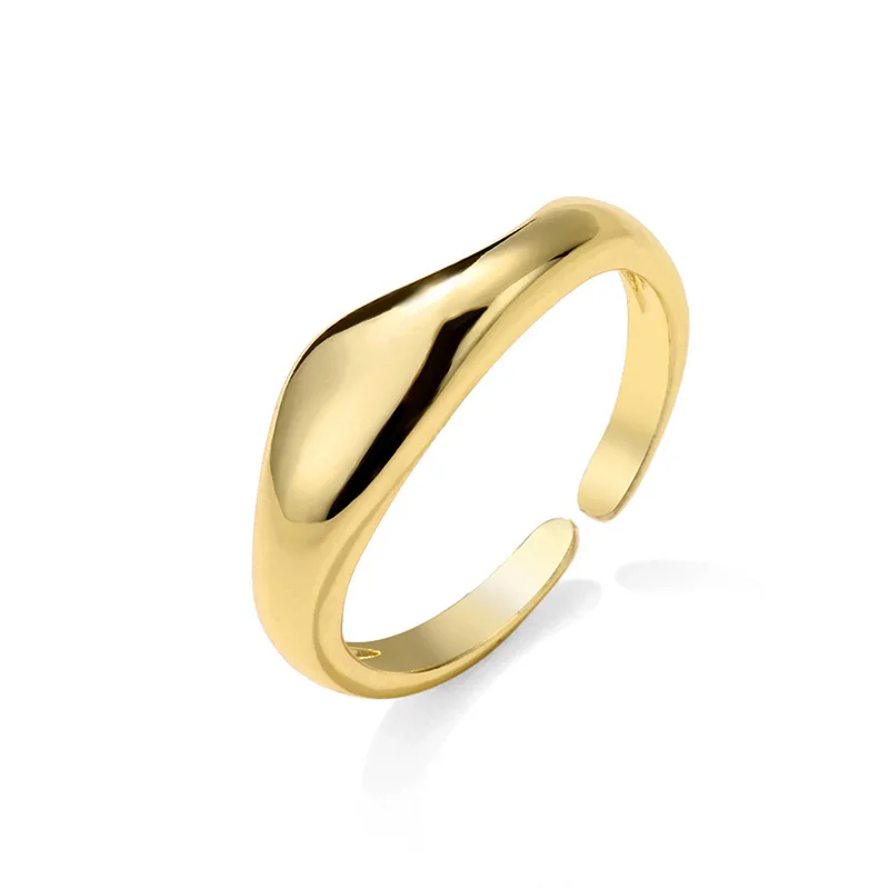 Gold Silver Color Irregular Wave Rings Trendy Simple Geometric Handmade Jewelry for Women Couple Adjustable Ring Wedding