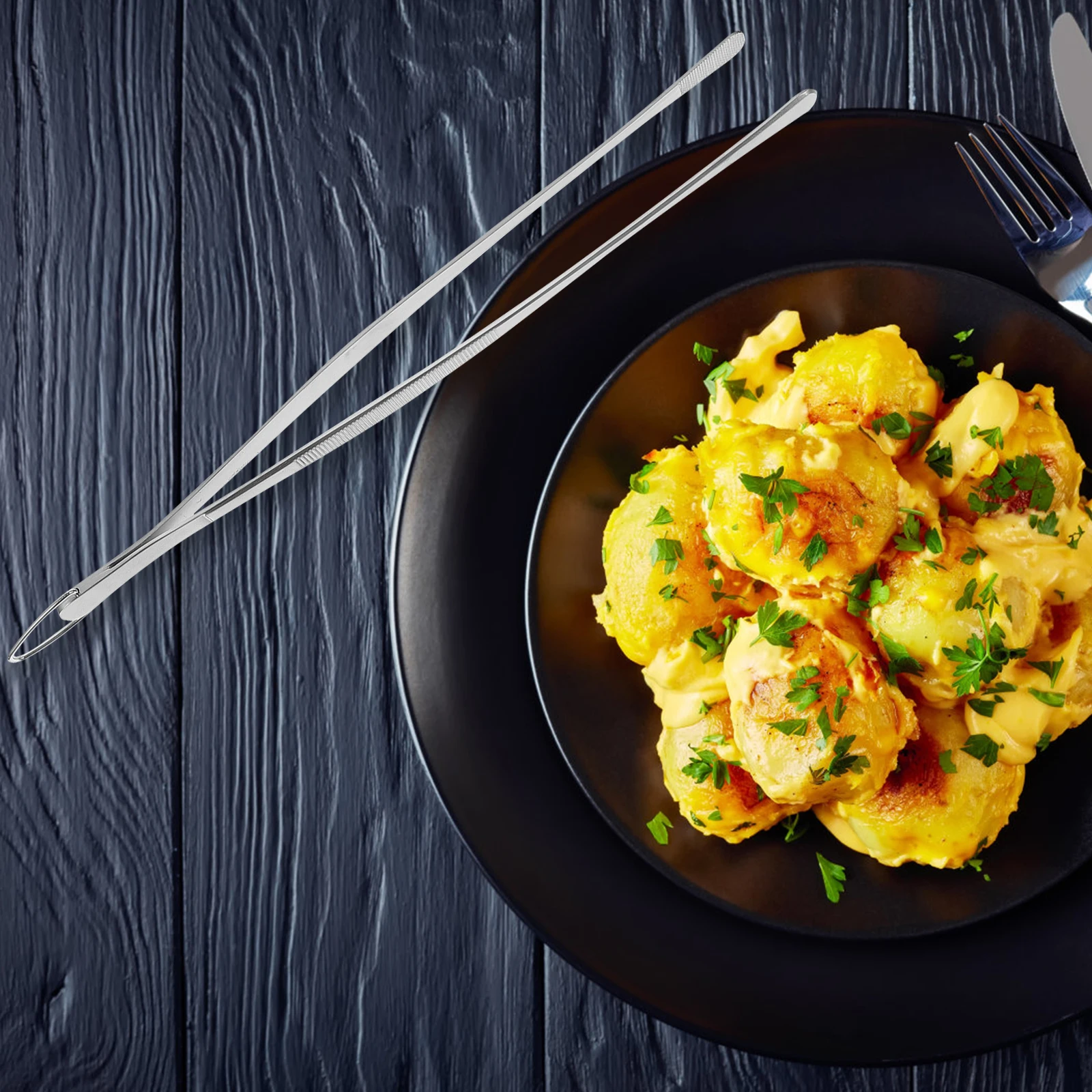 

Kitchen Stainless Steel Tweezers Food for Cake Decorating with Hook Cooking Banquet