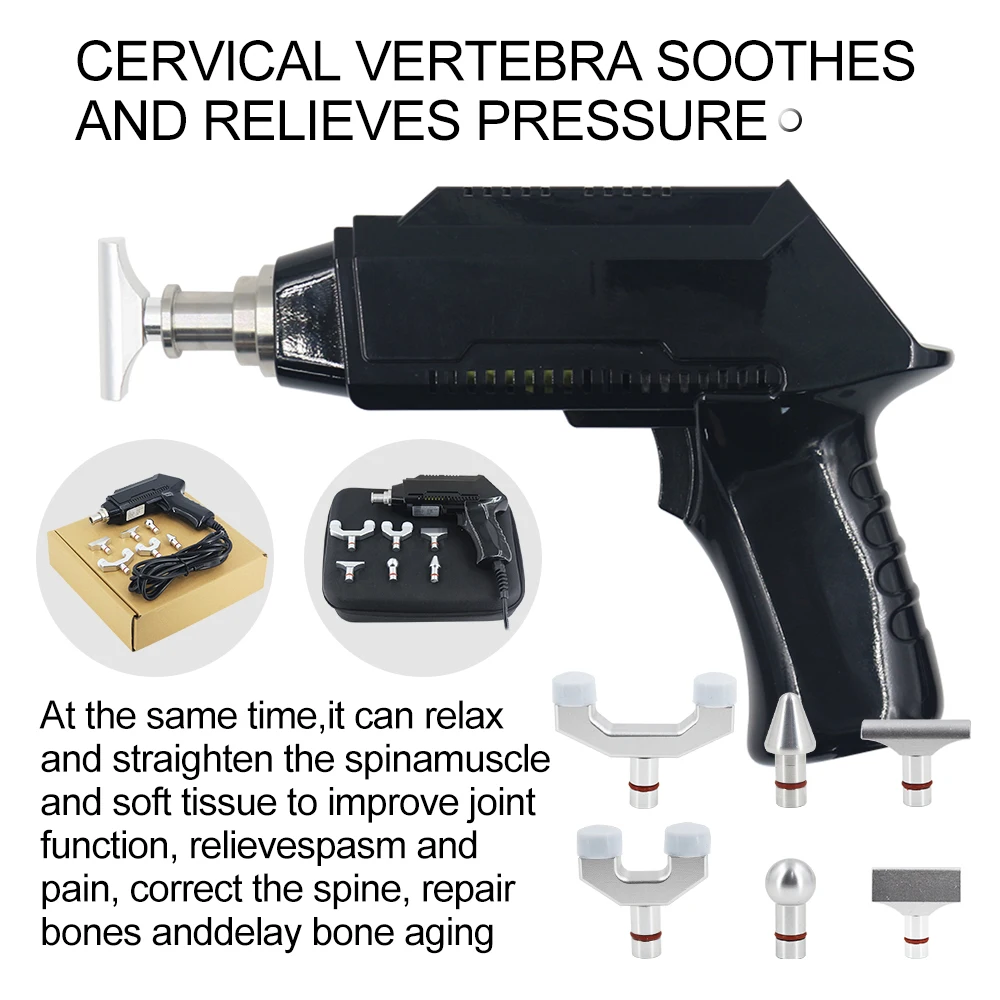 Portable Electric Correction Gun Spinal Adjustable Instrument Impulse Spine Cervical Massager 1500N Chiropractic Adjusting Tool