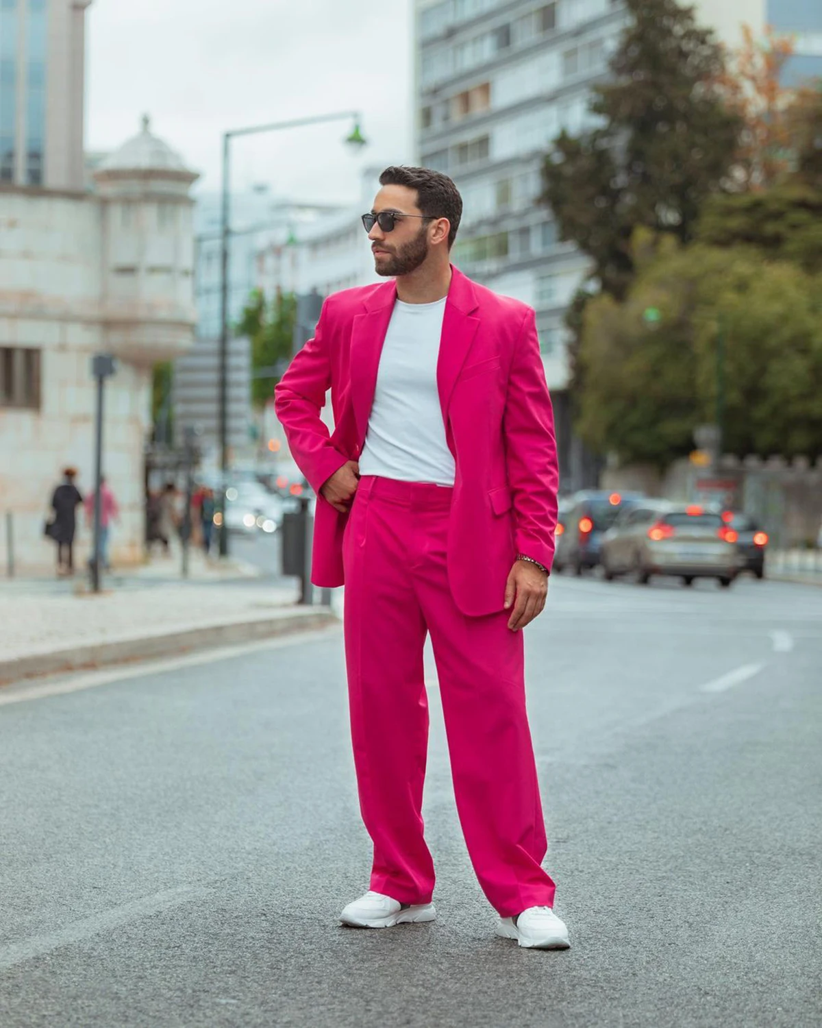 Esmoquin fucsia para hombre, traje Formal para fiesta de graduación, chaqueta y pantalones