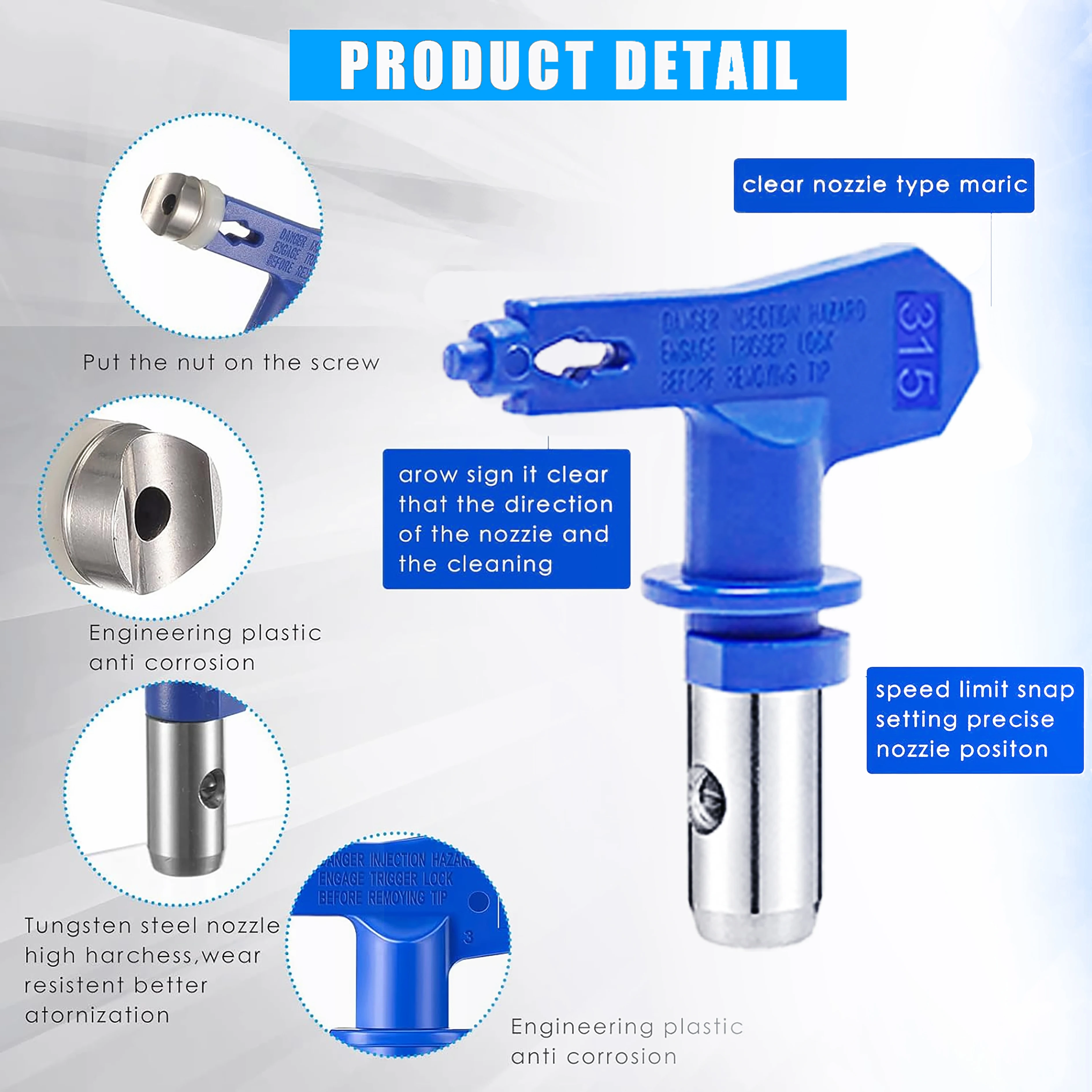 Airless Paint Nozzles Set Reversible Spraying Machine Tips Airless Paint Sprayer Nozzle Kit Sprayer Spraying Machine Accessory