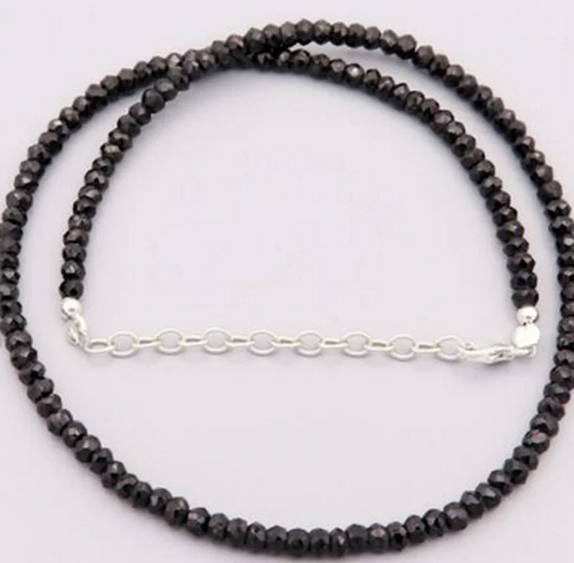 

Black Spinel 2x4mm Stone Faceted Rondelle Beads Beaded Jewelry Long Necklace 925