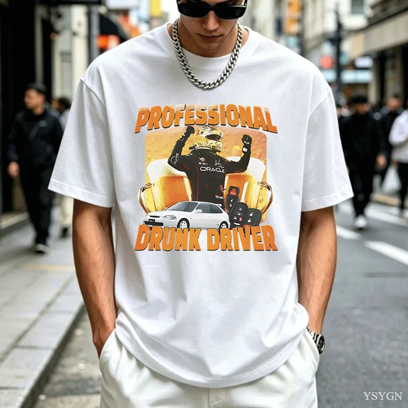 Professional Drunk Driver T-Shirt Men Drinking and Driving Tee Funny Beer Graphic Tees Party Clothes High Quality T Shirt Tops