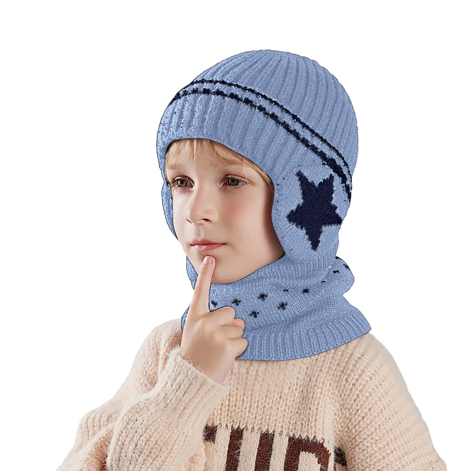 

Children Hat Scarf Set Kids Beanies Caps Knitted Scarves Cap Ear Protection Comfortable Thick Warm Winter Sets For Baby Boys