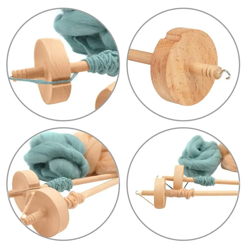 EYFL-Drop Spindle Top Whorl Yarn Spinner For Crocheting Spin Spinning Wheel For Yarn Making Hand Carved Wooden Spindle Tool Dura view 2