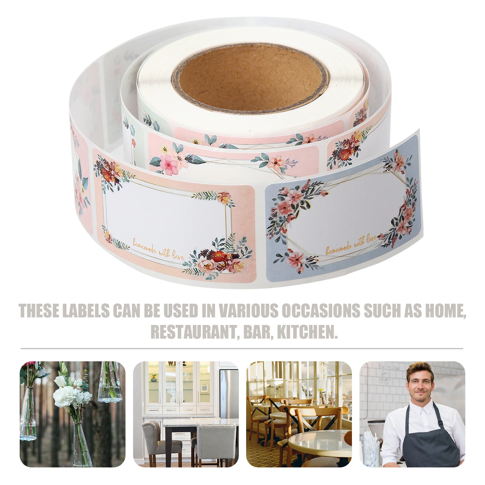 

3 Rolls Blank Floral Name Labels Sticker Labels to Write on for Jars Bottles Canning Jar Label Stickers Home Kitchen