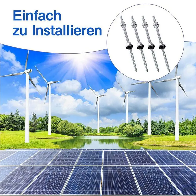 【البيع الساخن!】مسامير شماعات، M10 X 250 مم، مجمعة مسبقًا، V2A، قابلة للتعديل، لأسطح التركيب بالطاقة الشمسية الكهروضوئية، مجموعة من 8 قطع #5