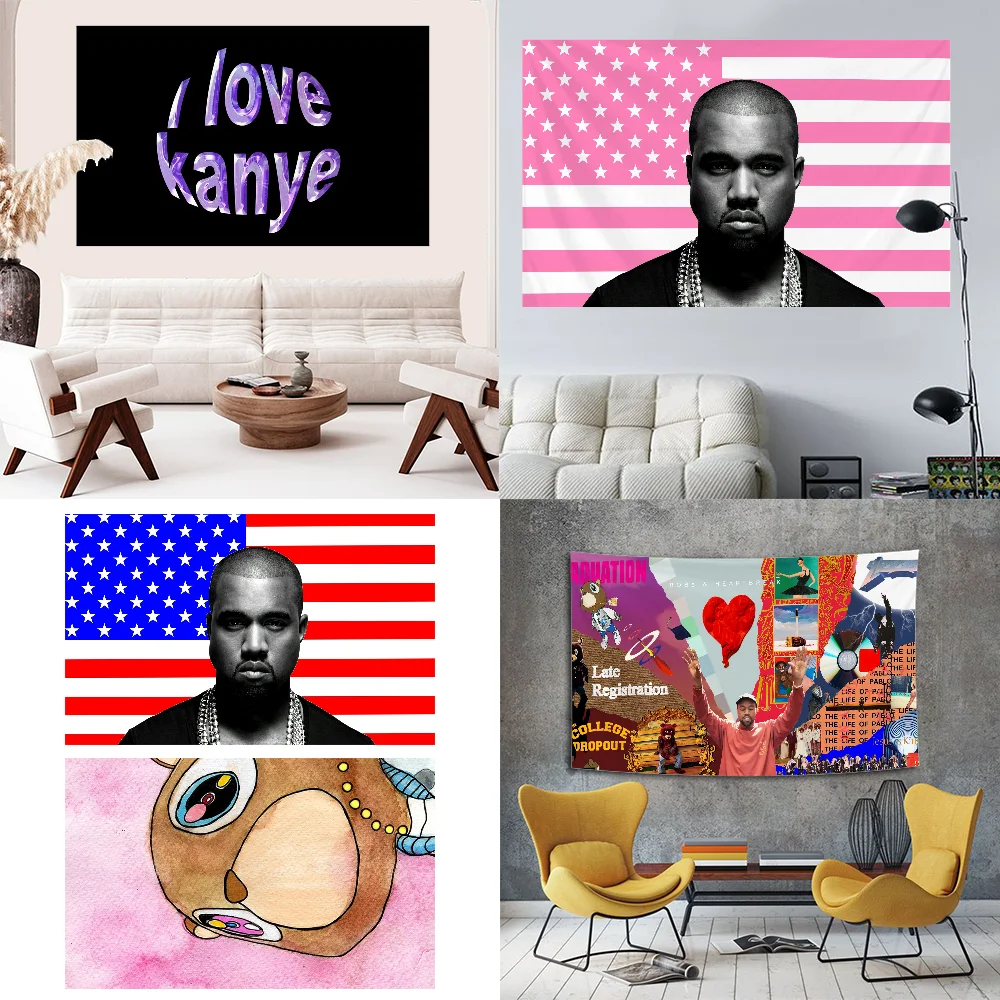 K-Kanye W-West Ye Tapestry Print Wall Tapestry Fabric Home Wall Rug Carpets Hanging Big Couch Blanket