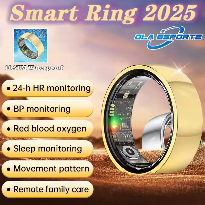 

2025 New Smart Ring Blood Oxygen Heart Rate Sleep Monitor Sports GPS Tracking Remote Care 10ATM Waterproof Men Women Smart Ring