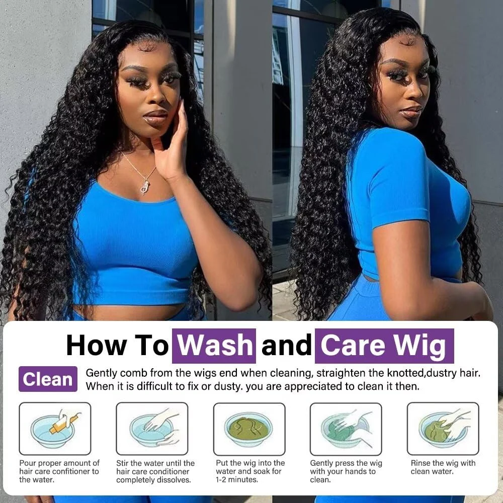 Perucas de Cabelo Humano com Renda Frontal 13x6 Jerry Curly Wave HD de 40 a 42 Polegadas, 13x4 Curly Wave, Densidade 250 para Mulheres