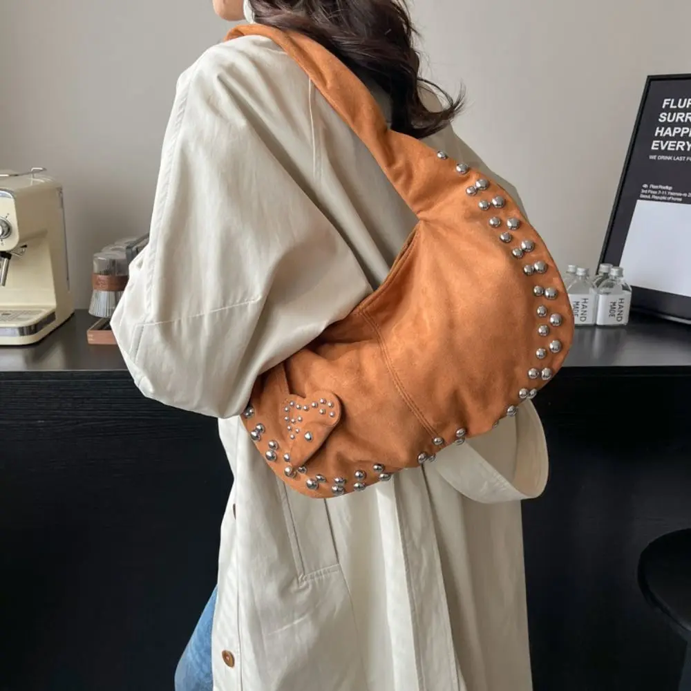 

Retro American Style Deerskin Velvet Leather Handbag Large Capacity Korean Style Locomotive Style Underarm Bag Fashion Design