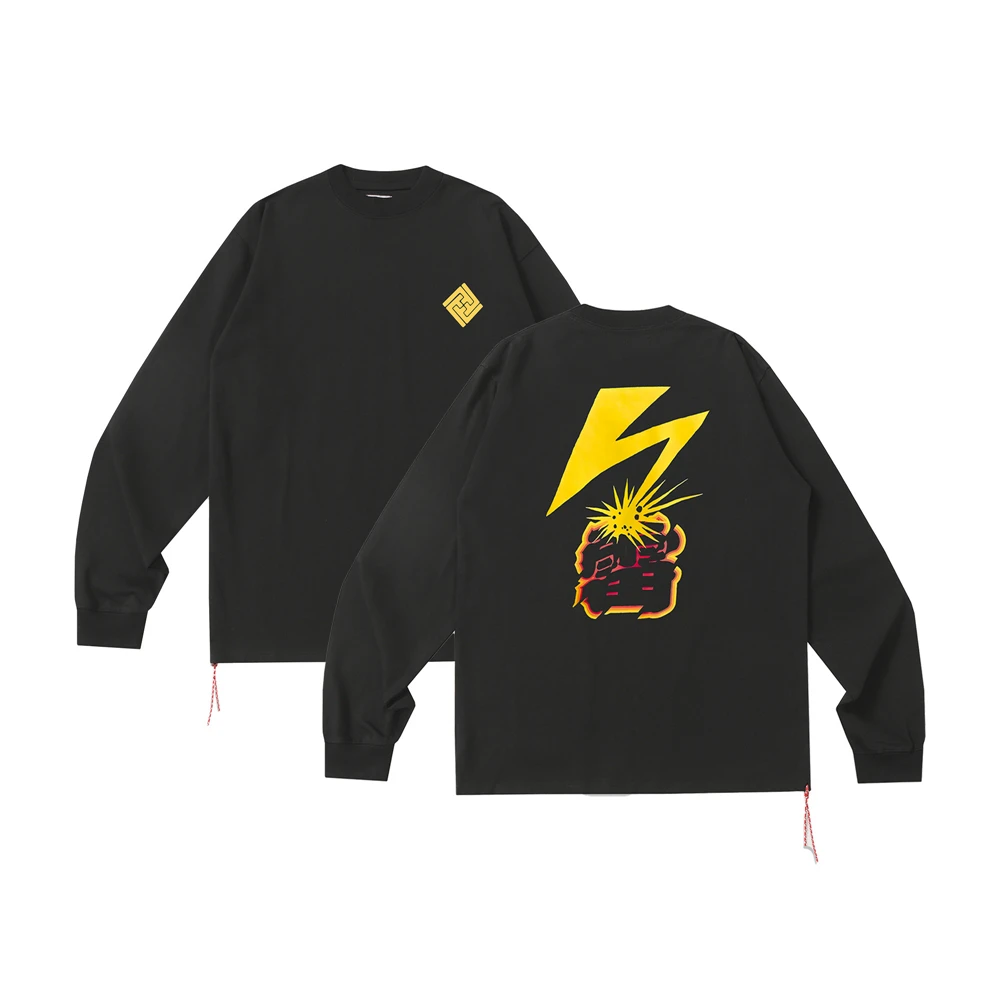 KUCLUT 1:1 Fashion Japanese Style Best Quality Printed Tops Loose 100%Cotton Tee Oversize Long Sleeves T Shirt Men Woman