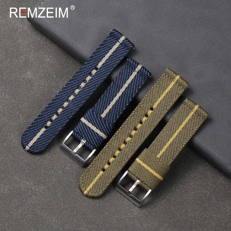 Herren Damen Canvas Uhrenarmband 20mm 22mm Blau Grau Sport Ersatz-Armband Schnellverschluss Nylon-Uhrenband