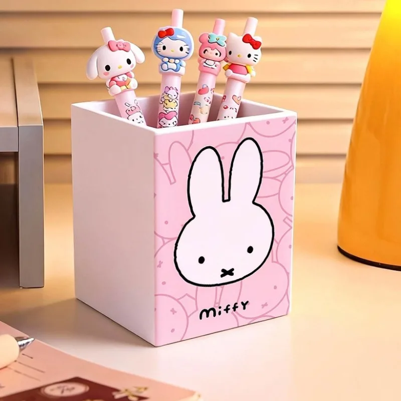 Porte-stylo Kawaii Miffy, série créative, personnage de dessin animé mignon, grande capacité, rangement de bureau pour papeterie/pinceaux de maquillage