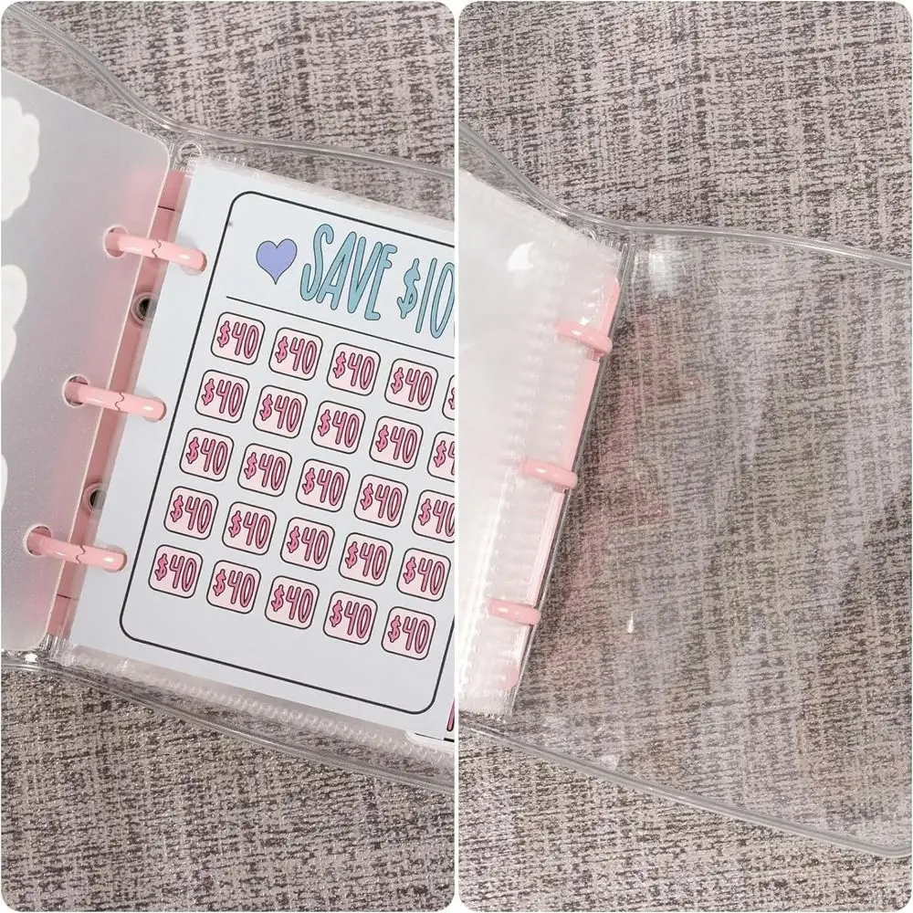 Binder Hemat Uang Mini Natal $150/300/500/1000 Buku Tantangan Menabung PVC Tahan Sobek Binder Anggaran Mini Berwarna-warni