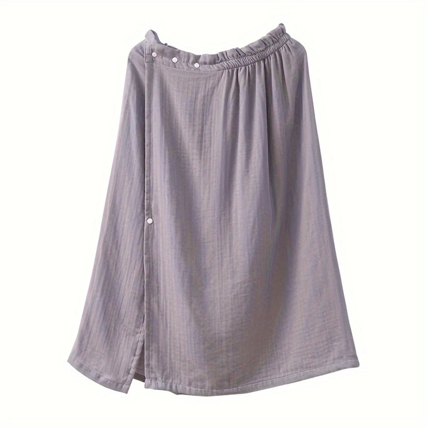 Plain Women's Shower Wrap Robe with Buttons, Elastic Absorbent Bathrobe for Shower Spa Sauna.