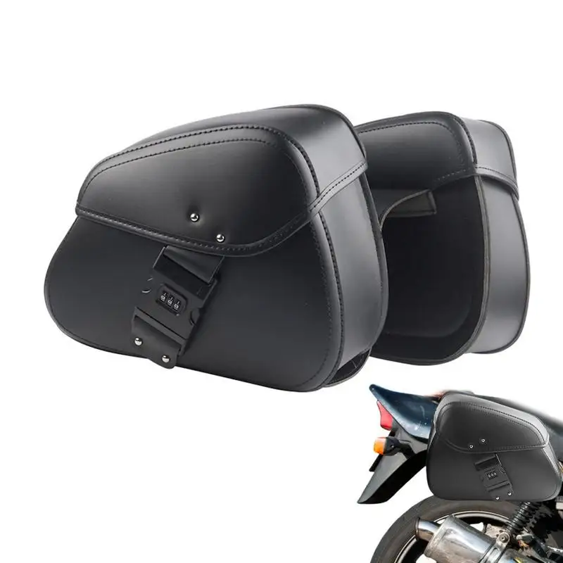 1 Pair Universal Motorcycle Saddlebag Model Side PU Leather Luggage Saddlebag Large Capacity Locomotive Storage Tool Pouch