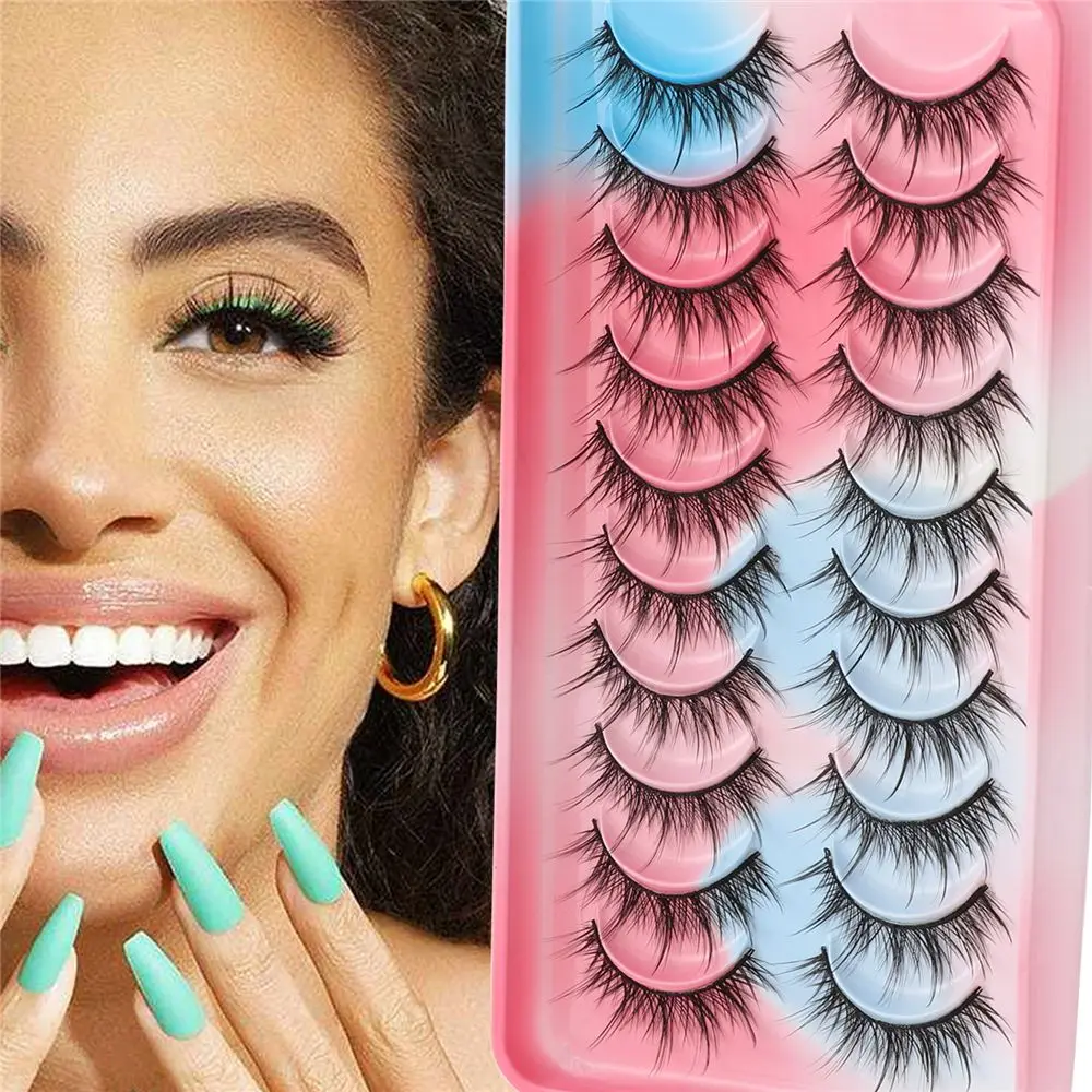10 คู่ธรรมชาติปุย Dramatic ขนตาปลอม Cat-Eye แต่งหน้า Mink Lashes Manga Lashes อะนิเมะ Lashes คอสเพลย์ Lashes