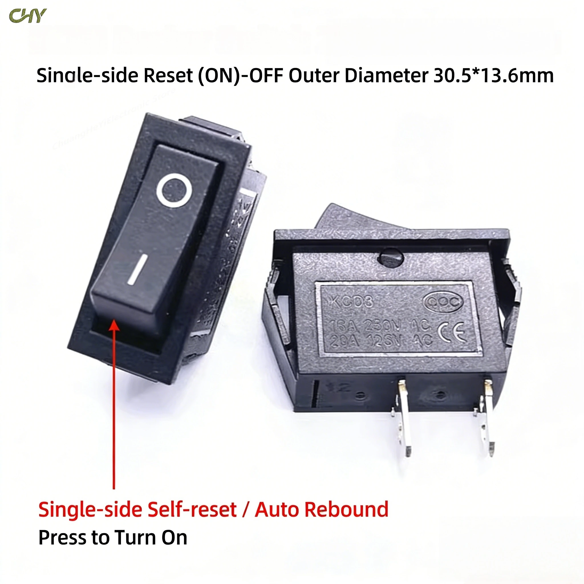 Kids Electric Ride-On Motorcycle Foot Switch Accelerator 2 Pin Self Reset Foot Pedal Switch KCD3 1.5*3cm 16A 30.5*13.6mm