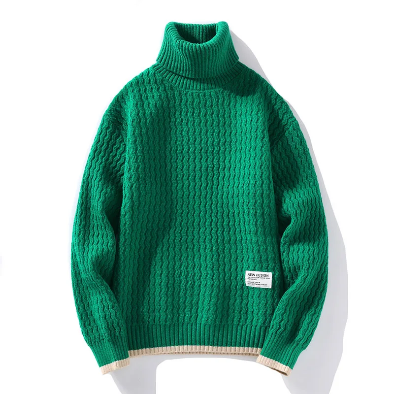 Autum Winter Warm Turtleneck Sweater Men\'s Casual Rollneck Knitted Pullover Keep Warm Men Jumper Knit Woolen Sweater