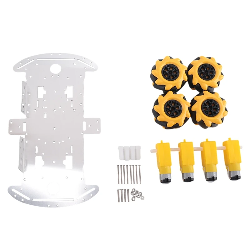 Smart Robot Car Kit Four-Wheel Smart Mecanum Wheel Single-Layer Aluminum Alloy Car Chassis DIY Assembly Kit Car Parts