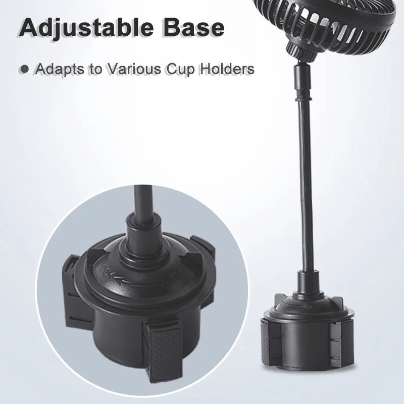 Car Cup Holder Fan 360° Rotatable 3 Speeds Quiet USB 12V/24V Mini Car Fan for Dashboard Cup Holder Mounted Auto Vent Cooling