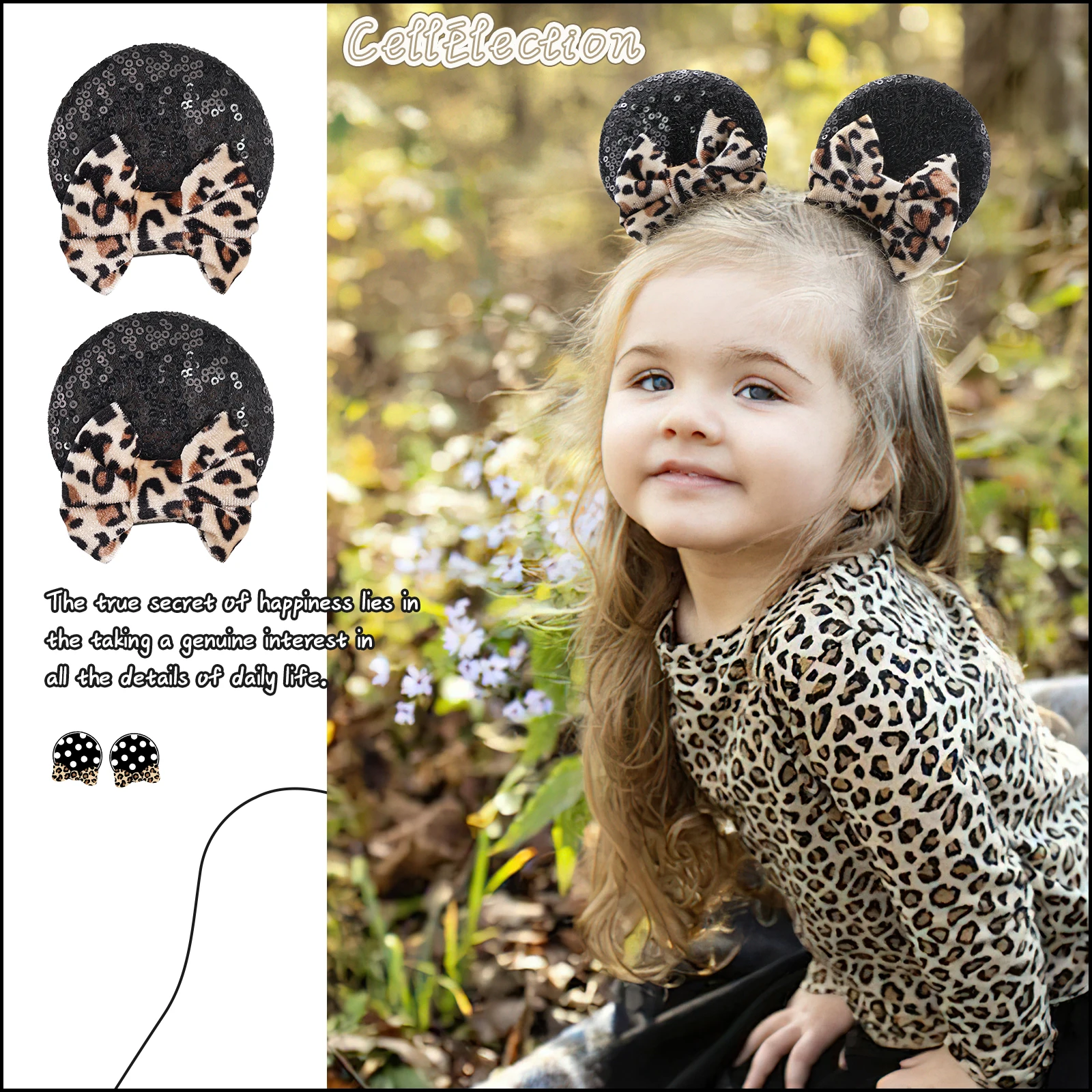 4 Stück Pailletten-Mäuseohren-Haarspangen, Glitzer-Haarschleifen, Niedliche Mäuseohren-Haarspangen für Frauen und Mädchen, Haaraccessoires für Partys – Detail 10