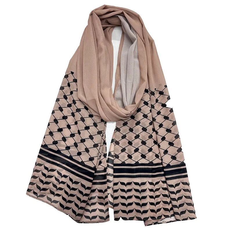 New Kuffiyeh Prints Chiffon Hijab Scarf Breathable Soft Big Size Fashion Forward Scarves Headscarf Muslim Hijabs Shawl Ramadan