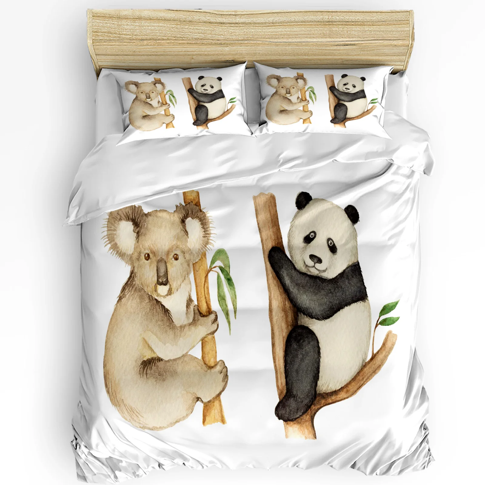 

Cartoon Animal Cute Koala Panda White Bedding Set 3pcs Duvet Cover Pillowcase Kids Adult Quilt Cover Double Bed Set Home Textile