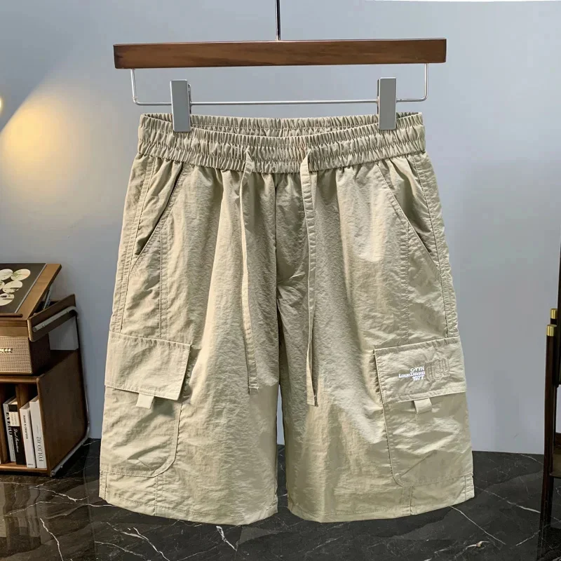 

Summer thin men's workwear shorts trendy casual sports loose cool ice silk quick drying five quarter pants