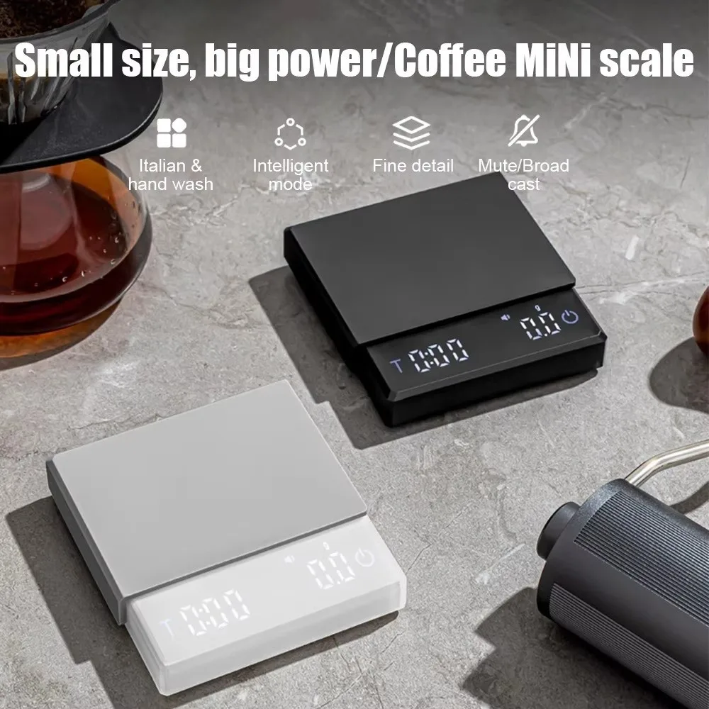 

Mini Coffee Scale with Timer Rechargeable Drip Espresso Scale 3 Modes 0.1g High Accuracy Electronic Digital Weight