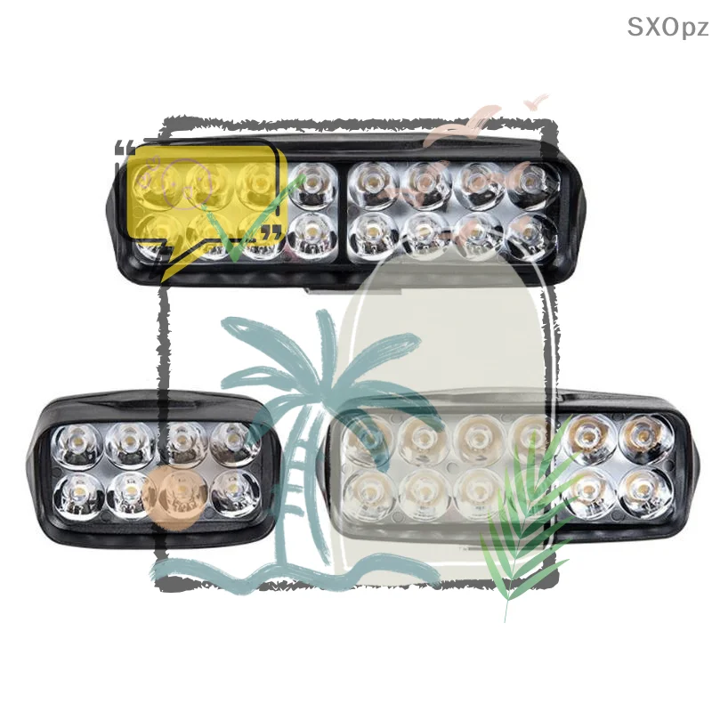 Farol de motocicleta com 8/12/16 LEDs: luzes de condução, farol auxiliar à prova d'água, farol externo para scooter, luz de neblina, acessório.