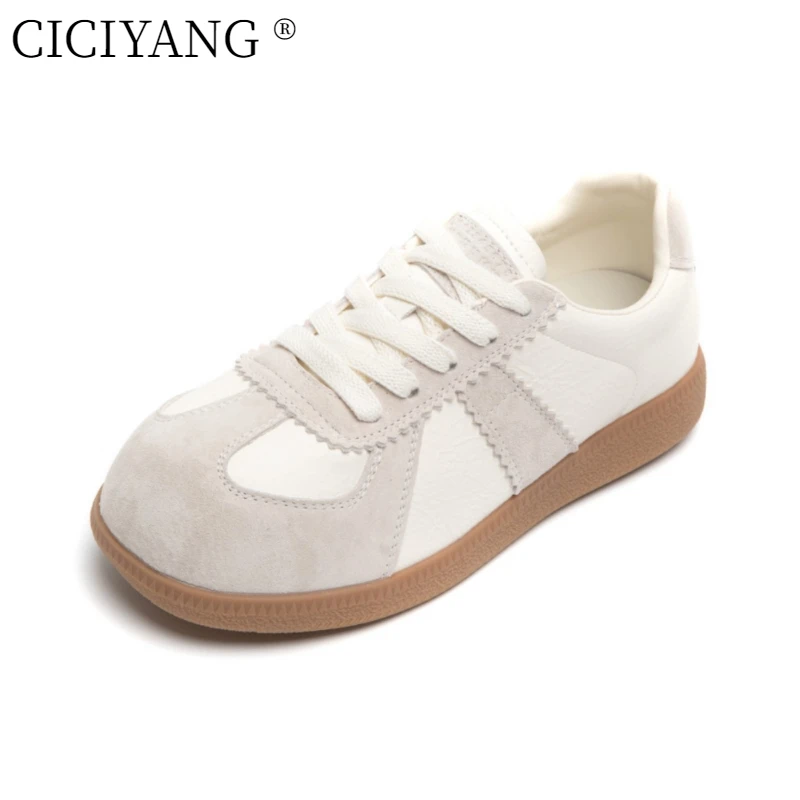 

CICIYANG Wome's Moral Training Shoes 2025 Spring New Female Color Block Flat Skate Shoes Women Large Size Non-slip Sneakers