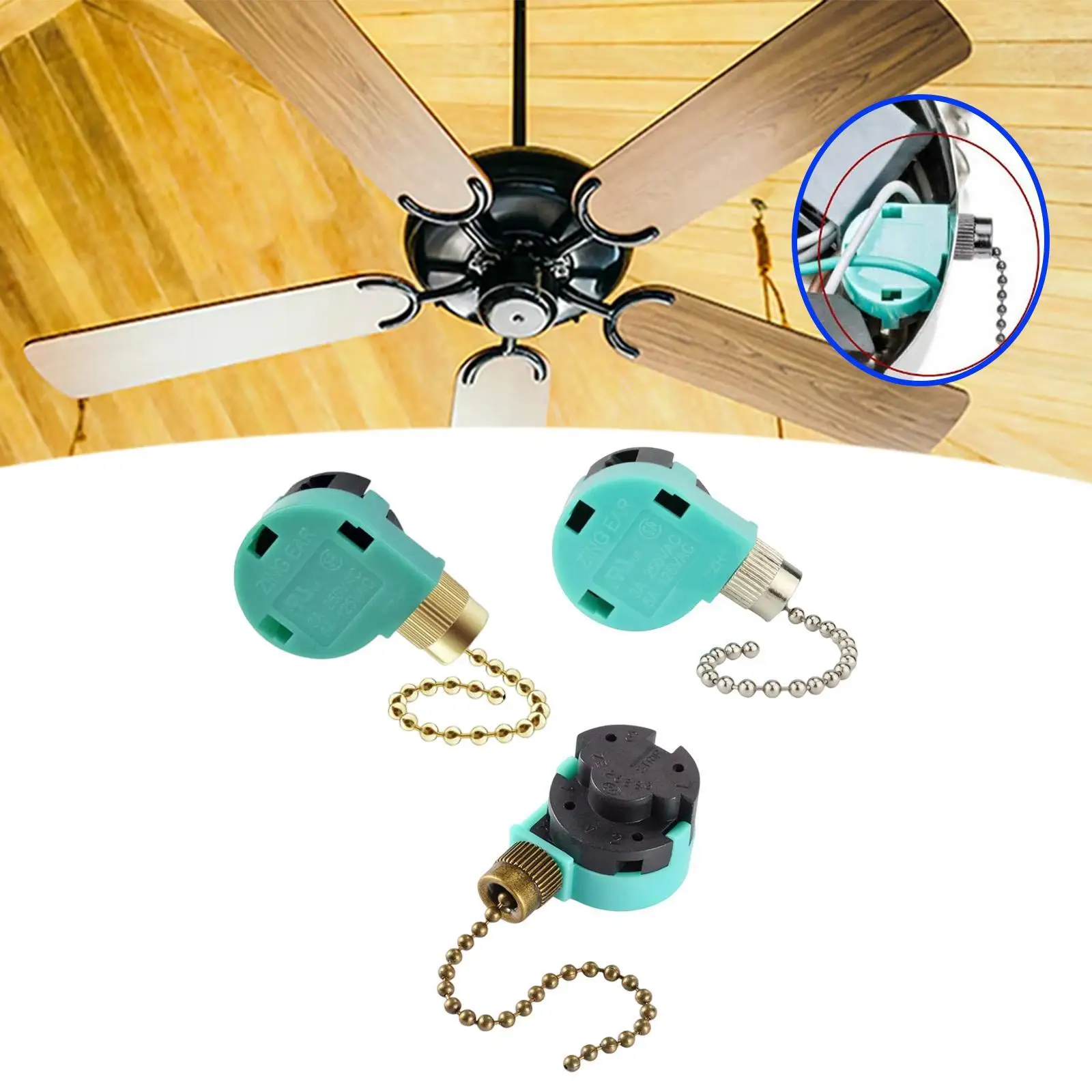 

2Pcs Fan Light Pull Switch Stable Wall Lamp Cabinet Light Ceiling Fan Switch
