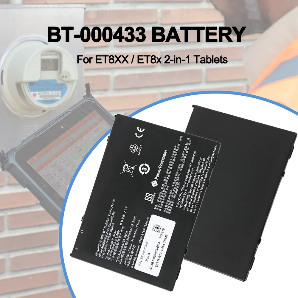 ETESBAY BT-000433-00 Replacement Battery For ZEBRA ET8XX Series ET8x 2-in-1 Tablets 7.7V 39.88Wh