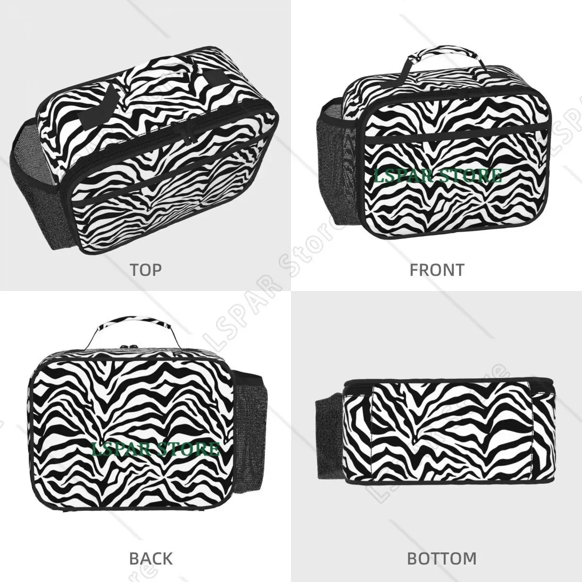Zebra Print Insulated Lunch Bag for Women Office Cooler Thermal Food Box Tote Portable Lunch Boxes Container