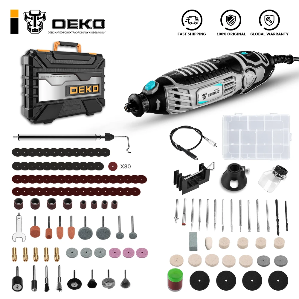 DEKO New 220V trapano elettrico a velocità variabile Mini smerigliatrice utensile rotante per rettifica, taglio, incisione, intaglio del legno