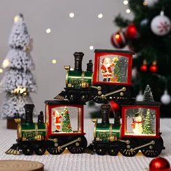 Christmas Train Ornaments Christmas Eve Decoration Lighting Train Box Crystal Ball Home Table Decoration Kid 2024 New Year Gift