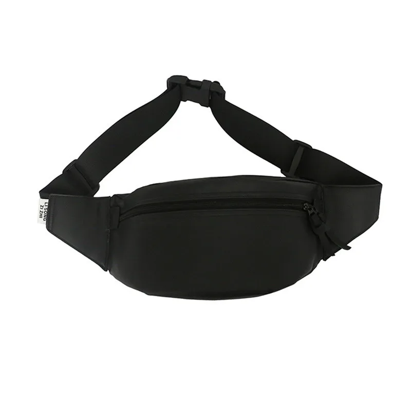 Lightweight Man Belt Pouch Travel Solid Black No Label Cross Shoulder Bag Man Waterproof  with the Anti-thief Back Zipper pocket